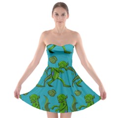 Swamp Monster Pattern Strapless Bra Top Dress by BangZart