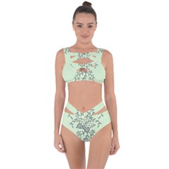 Illustration Of Butterflies And Flowers Ornament On Green Background Bandaged Up Bikini Set 
