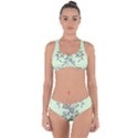 Illustration Of Butterflies And Flowers Ornament On Green Background Criss Cross Bikini Set View1