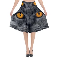 Cat Eyes Background Image Hypnosis Flared Midi Skirt by BangZart