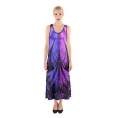 Beautiful Lilac Fractal Feathers Of The Starling Sleeveless Maxi Dress by jayaprime