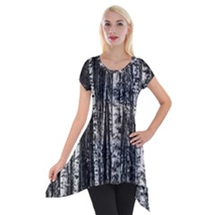 Birch Forest Trees Wood Natural Short Sleeve Side Drop Tunic by BangZart