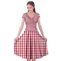 Usa Flag Red Blood Large Gingham Check Cap Sleeve Wrap Front Dress by PodArtist