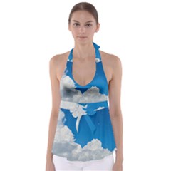 Sky Clouds Blue White Weather Air Babydoll Tankini Top by BangZart