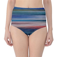 Background Horizontal Lines High-waist Bikini Bottoms by BangZart