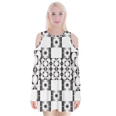 Pattern Background Texture Black Velvet Long Sleeve Shoulder Cutout Dress by BangZart