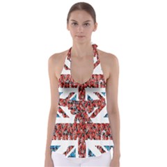 Fun And Unique Illustration Of The Uk Union Jack Flag Made Up Of Cartoon Ladybugs Babydoll Tankini Top by BangZart