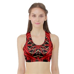 Fractal Wallpaper With Red Tangled Wires Sports Bra With Border by BangZart