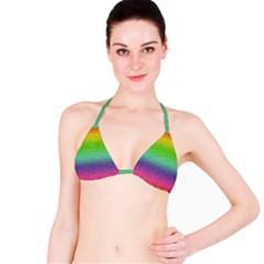 Metallic Rainbow Glitter Texture Bikini Top by paulaoliveiradesign