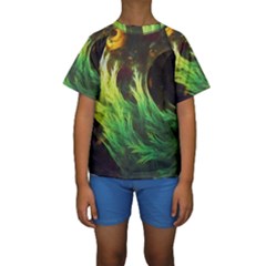A Seaweed s Deepdream Of Faded Fractal Fall Colors Kids  Short Sleeve Swimwear by jayaprime