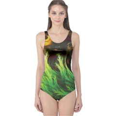 A Seaweed s Deepdream Of Faded Fractal Fall Colors One Piece Swimsuit by jayaprime
