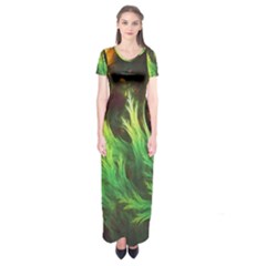 A Seaweed s Deepdream Of Faded Fractal Fall Colors Short Sleeve Maxi Dress by jayaprime