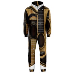Old And Worn Acoustic Guitars Yin Yang Hooded Jumpsuit (men)  by JeffBartels