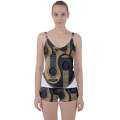 Old And Worn Acoustic Guitars Yin Yang Tie Front Two Piece Tankini by JeffBartels