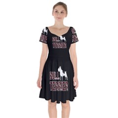 Bull Terrier  Short Sleeve Bardot Dress by Valentinaart
