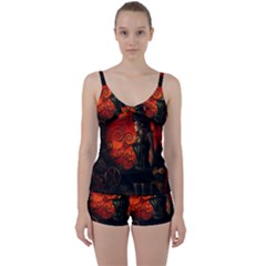 Steampunk, Wonderful Steampunk Lady In The Night Tie Front Two Piece Tankini by FantasyWorld7