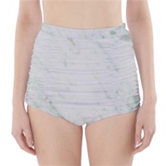 Greenish Marble Texture Pattern High-waisted Bikini Bottoms by paulaoliveiradesign