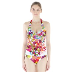 Abstract Colorful Heart Halter Swimsuit by BangZart