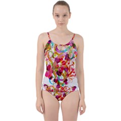 Abstract Colorful Heart Cut Out Top Tankini Set by BangZart