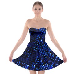 Blue Circuit Technology Image Strapless Bra Top Dress by BangZart
