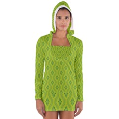 Decorative Green Pattern Background  Long Sleeve Hooded T-shirt by TastefulDesigns