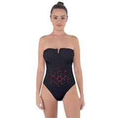 Abstract Pattern Honeycomb Tie Back One Piece Swimsuit