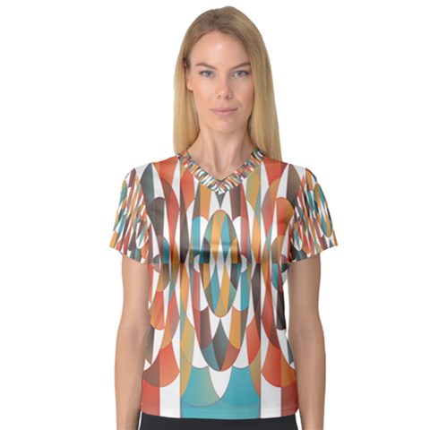 Colorful Geometric Abstract V-neck Sport Mesh Tee by linceazul