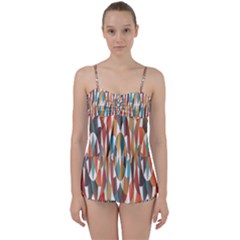 Colorful Geometric Abstract Babydoll Tankini Set by linceazul