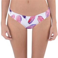 Watercolor Pattern With Feathers Reversible Hipster Bikini Bottoms