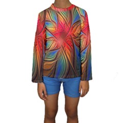 Vintage Colors Flower Petals Spiral Abstract Kids  Long Sleeve Swimwear by BangZart