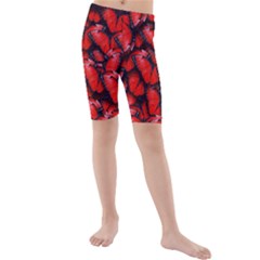 The Red Butterflies Sticking Together In The Nature Kids  Mid Length Swim Shorts by BangZart