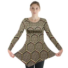 Texture Hexagon Pattern Long Sleeve Tunic  by BangZart