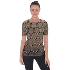 Texture Hexagon Pattern Short Sleeve Top by BangZart