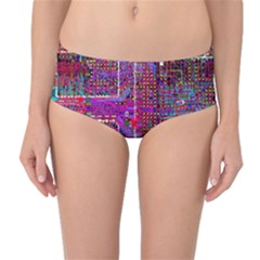 Technology Circuit Board Layout Pattern Mid-waist Bikini Bottoms by BangZart