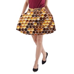 Honey Honeycomb Pattern A-line Pocket Skirt by BangZart