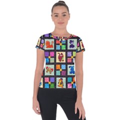 Animal Party Pattern Short Sleeve Sports Top 