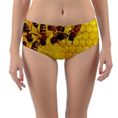 Honey Honeycomb Reversible Mid-waist Bikini Bottoms by BangZart