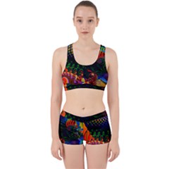 Colored Fractal Work It Out Sports Bra Set by BangZart