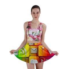 Colorful 3d Social Media Mini Skirt