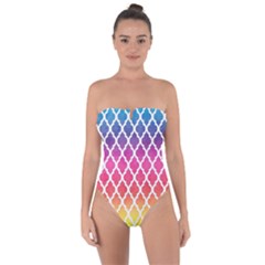 Colorful Rainbow Moroccan Pattern Tie Back One Piece Swimsuit by BangZart