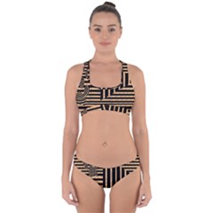 Wooden Pause Play Paws Abstract Oparton Line Roulette Spin Cross Back Hipster Bikini Set by BangZart