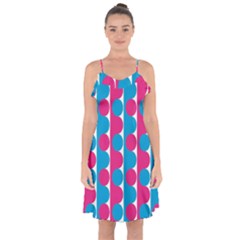 Pink And Bluedots Pattern Ruffle Detail Chiffon Dress by BangZart