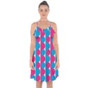 Pink And Bluedots Pattern Ruffle Detail Chiffon Dress View1