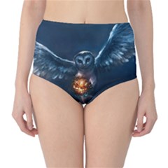 Owl And Fire Ball High-waist Bikini Bottoms by BangZart