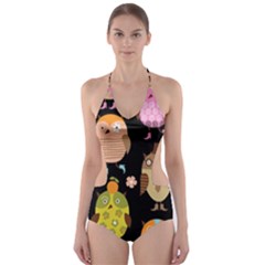 Cute Owls Pattern Cut-out One Piece Swimsuit by BangZart
