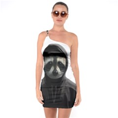 Gangsta Raccoon  One Soulder Bodycon Dress by Valentinaart