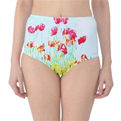 Poppy Field High-waist Bikini Bottoms by Valentinaart