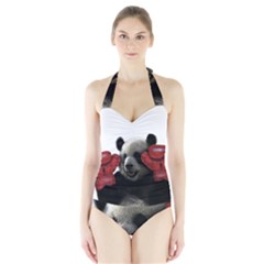 Boxing Panda  Halter Swimsuit by Valentinaart