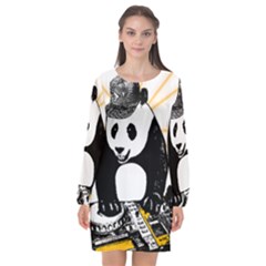 Deejay Panda Long Sleeve Chiffon Shift Dress  by Valentinaart