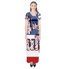 4th Of July Independence Day Short Sleeve Maxi Dress by Valentinaart